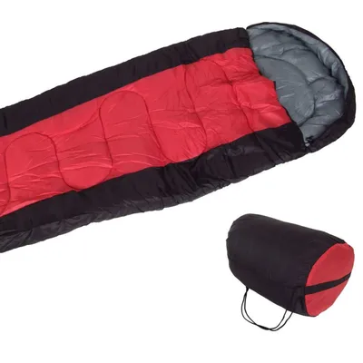 Produktbild von BURI Schlafsack rot Mumienschlafsack + Tasche Deckenschlafsack Camping Zelten Outdoor