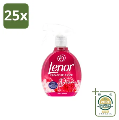 Productafbeelding van 25 x Lenor Anti-kreukelspray Divine Ruby Jasmine, textielverfrisser, 500 ml - voordeelverpakking - 25 stuks