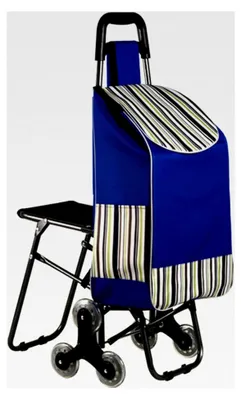 Produktbild von Klappbarer Einkaufstrolley mit Sitz, Treppensteiger, robust und langlebig, faltbarer Einkaufswagen, großvolumig für Einkäufe, Wäsche, Reisen
