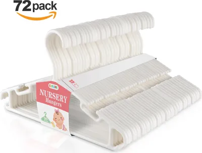 Produktbild von 72 Stück Kleiderbügel, für Kinderkleidung, Babykleidung, Rock und Hose für Kinder Weiß