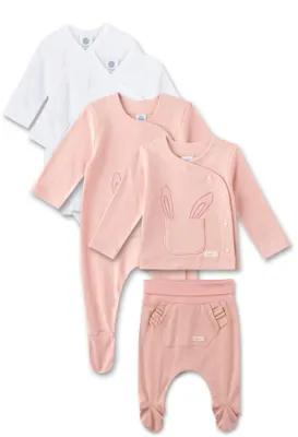Produktbild von Sanetta Newborn Kleidung Set (Maxi) weiß & rosa Häschen 68