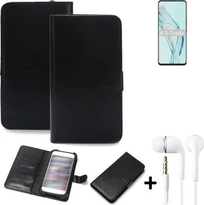 Produktbild von K-S-Trade Wallet Case Handyhülle kompatibel mit ZTE Axon 30 5G Schutzhülle Flip cover Flipstyle Tasche Hülle Flipcover Slim Bumper schwarz + in ear