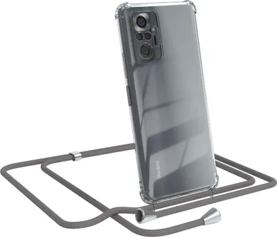 Produktbild von EAZY CASE Handykette kompatibel mit Xiaomi Redmi Note 10 Pro, Handyhülle mit Umhängeband, Handykordel, Schutzhülle Clear, Band in Grau