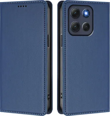 Immagine prodotto di Custodia in pelle per Motorola Moto G86, custodia a libro magnetica in Finto cuoio con supporto, blu scuro