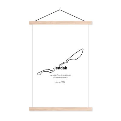 Produktbild von MuchoWow® Textilposter Formel 1 - Rennstrecke - Jeddah 120x180 cm mit holzfarbenen Rahmen - Textil-Plakat
