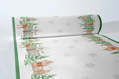 Produktbild von Airlaid Tischläufer Sandy, 40 cm x 24 m , 1 Stück - Mank - Weihnachten Hirsche Winterdorf
