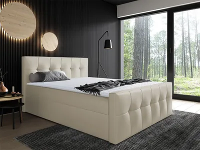 Obrázek produktu pro Hotelová manželská postel 160x200 ORLIN - béžová + topper