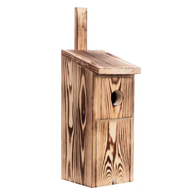Obrázek produktu pro Woodygift ptačí budka typ B dřevěná opalovaná 53 cm, budka pro ptáky, budka pro špačka, brhlíka, lejsky, otvor 45 mm