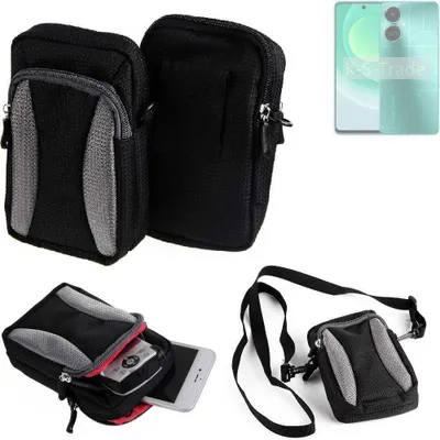 Produktbild von K-S-Trade Holster Schutz Hülle kompatibel mit Tecno Camon 19 Handy Hülle Gürteltasche Umhängetasche mit Zusatzfach schwarz