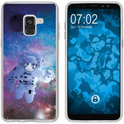 Produktbild von PhoneNatic Case kompatibel mit Samsung Galaxy A8 (2018) EU Version Silikon-Hülle Space Catronaut M5