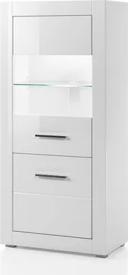 Produktbild von Kleine Vitrine Bianco - Weiß Hochglanz - 2-türig ohne Beleuchtung