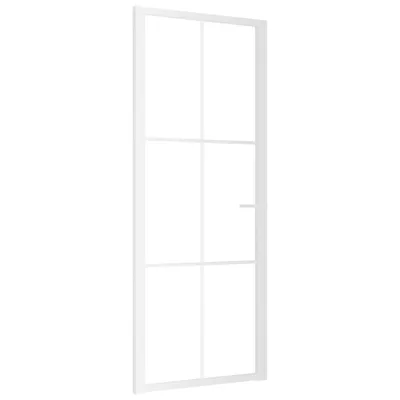 Obrázok produktu pre Vnútorné dvere 83x201,5 cm biele ESG sklo a hliník