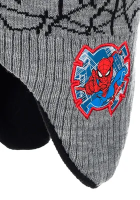 Produktbild von Spider-Man Kinder Jungen Winter-Mütze Bommelmütze, Farbe:Grau, Größe:52