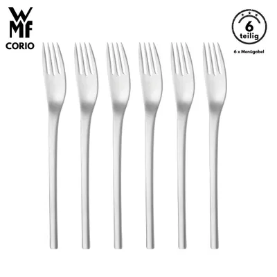 Produktbild von WMF Corio Menügabel set, 6 tlg, , Cromargan Edelstahl 18/10 mattiert, spülmaschinenfest, ergonomisch, Gabel, Bestecksets, Tafelgabeln, besteck