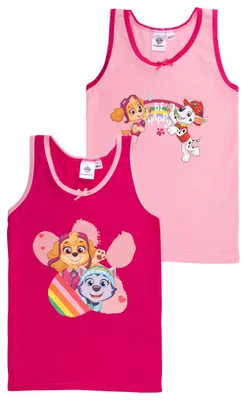 Produktbild von Paw Patrol Unterhemd für Mädchen - Kinder Tank Top Hemdchen Unterwäsche Rosa/Rot (2er Pack) 98-104