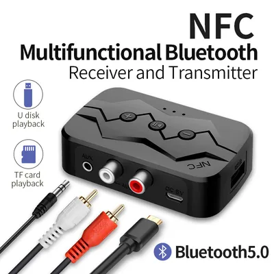Produktbild von Zwei-in-Eins-NFC-Bluetooth-Empfänger Bluetooth-Sender unterstützt TF-Karte U-Disk-Wiedergabe RCA Bluetooth 5.0-Adapter