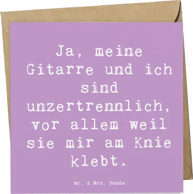 Produktbild von Mr. & Mrs. Panda Klappkarte Spruch Gitarre Freund - Lavendeltraum - Geschenk, Musikinstrument, Musiker, Grußkarte, faltkarte, anlasskarte, Instrument, Abenteuer, Lernen