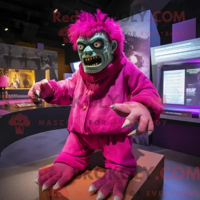 Produktbild von Magentafarbenes REDBROKOLY Maskottchenkostüm Frankensteins Monster mit Spielanzug und Schals