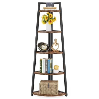 Produktbild von Tribesigns Eckregal 5 Etagen, 176cm hoher Bücherregal, Eckregal Stehend Mehrzweck -Eckständer Display Rack, Pflanzenständer, Eckschrank für Wohnzimmer