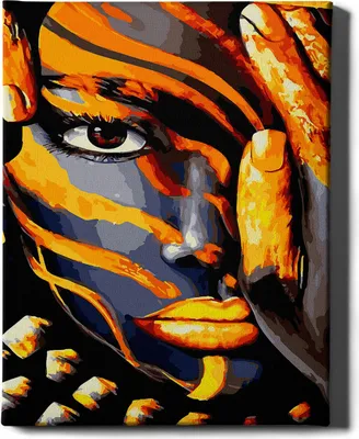 Produktbild von Oh Art! – Malen nach Zahlen Set – 40x50cm, mit Holzrahmen und Pinseln "Mädchen und Gold" DIY – Goldfarben