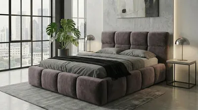 Produktbild von Polsterbett VELUNO -OM 140 x 200 cmmit Matratze und Bettkasten. Farbe: Grau