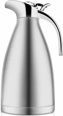 Produktbild von 304 18/10 Wärmekaraffe doppelwandige vakuumisolierte Kaffeekanne aus Edelstahl in Lebensmittelqualität mit Druckknopfdeckel, 12 + Stunden Wärme- und Kältespeicherung (2.0L)