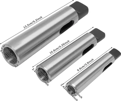 Produktbild von Morsekegel Hülsenset - MT1/MT2/MT3 Adapter - Reduzierhülse für Bohrer, Drehbank & Fräse - Innen-Ø 2,38/1,77/1,2 cm - 40Cr Stahl - Silber