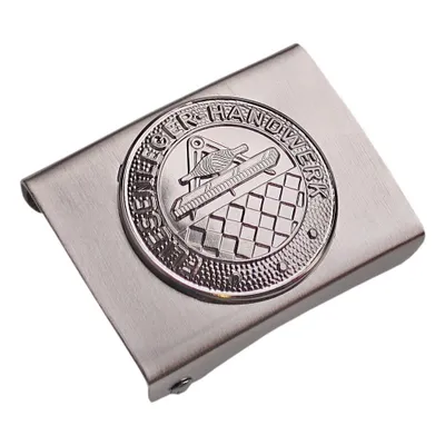 Produktbild von Koppelschloss Fliesenleger Handwerk und Zunft – silbern - für Lehrling oder Azubi - für 4,5 cm breite Koppelgürtel