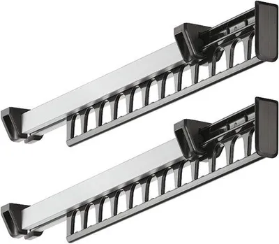 Immagine prodotto di Appendiabiti scorrevole, 12 ganci, 312 mm, confezione da 2 pezzi, metallo, nero.