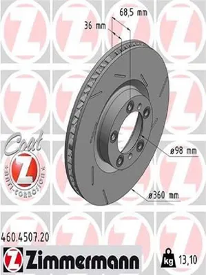 Produktbild von ZIMMERMANN Bremsscheibe Vorne Rechts für PORSCHE PANAMERA (971) 360mm 460.4507.20