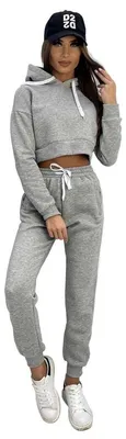Produktbild von Damen Jogginganzug Freizeitanzug mit Kapuzenpullover; Graumeliert XL/42