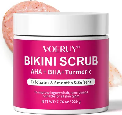 Productafbeelding van Schrapscrub met 10% AHA+BHA en kurkuma voor de oksel, verwijdert ingegroeide haren en bultjes door scheermesjes, hydrateert en voedt de huid
