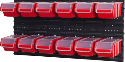 Produktbild von Set Wandregal Boxen 12 Stapelboxen rot