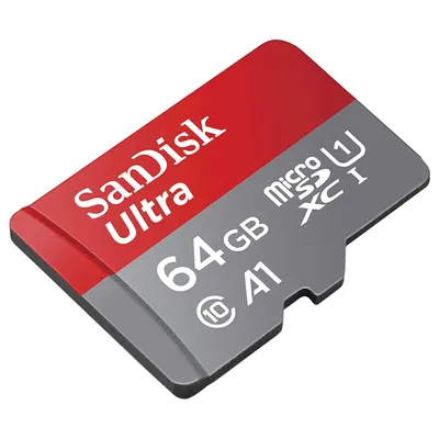 Produktbild von SanDisk Ultra, 64 GB, MicroSDXC, Klasse 10, 120 MB/s, Class 1 (U1), Grau, Rot