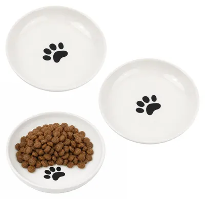Zdjęcie produktu dla Omgoods - Zestaw 3 ceramicznych, antypoślizgowych misek do karmy dla kotów, można myć w zmywarce