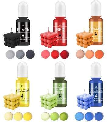Obrázok produktu pre Sada tekutých farieb na sviečky, 6 farieb, každá 10 ml, vhodné na sójový vosk a včelí vosk