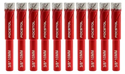 Obrázok produktu pre Diamantové vrtáky na dlaždice, sada 10 kusov, priemer 10 mm, s kruhovou stopkou, vhodné na keramiku, mramor a žulu
