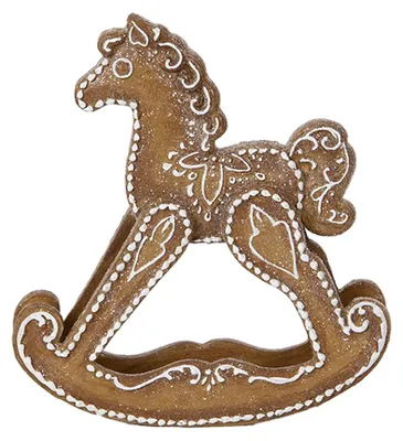 Imagen del producto de Clayre & Eef, figura decorativa, caballito mecedor, 14x4x15 cm, color marrón, plástico