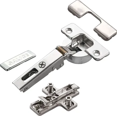 Produktbild von 2 x Salice Topfband Serie 700 mit Dämpfer im Topf 110° Bohrbild T52 Eckanschlag inkl. Kreuz-Montageplatte Höhe 6 mm mit Euroschrauben, Exzenterverstellung, Abdeckkappen Schrankscharnier von SOTECH
