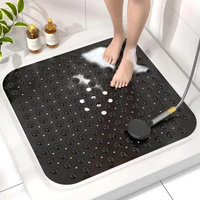 Produktbild von Duschmatte rutschfest 53x53cm mit Saugnäpfen BPA Frei maschinenwaschbar Schwarz