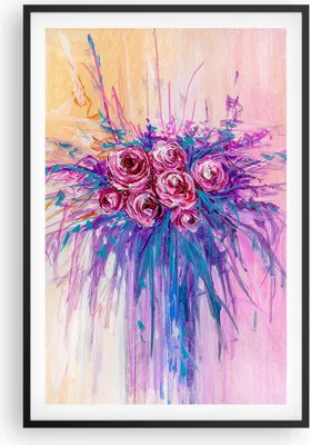 Produktbild von Gerahmtes Poster - Schwarzer Rahmen - Blumenstrauß Blumen Rosen - 61x91,5 cm - Wand Bild - Wanddeko - Wandbilder - Kunstposter - Wandposter - Bilderrahmen - Bilder - Kunstdruck - P2BPA61x91-4465