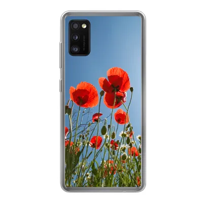 Produktbild von MuchoWow® Handyhülle Schutzhülle Hülle für Samsung Galaxy A41 Strahlende Sonne über einigen Mohnblumen in Spanien Silikon Softcase Handy Hülle - Mobiltelefon