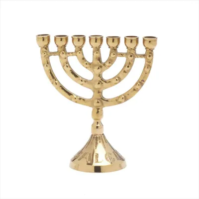 Produktbild von 11cm Menorah Kerzenleuchter Jerusalem 7er Kerzenständer Golden 2882