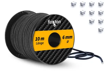 Produktbild von Gummiseil Expanderseil ø 6 mm Länge 10 m schwarz  + 10 Würgeklemmen Planenseil