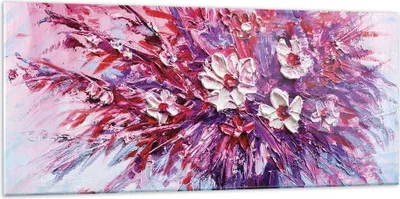 Produktbild von Bilder auf glas - Einteilig - Pastos Blumen Rosa - 120x50cm - Glasbilder - Wandbilder - Bilder - zum Aufhängen bereit - Wanddekoration aus Glas - Glas Bilder - Wandbild auf Glas - GAB120x50-4530