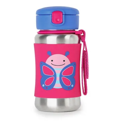 Produktbild von Skip Hop Trinkflasche Edelstahl 350 ml Kinder Silikonhülle Schmetterling Blossom