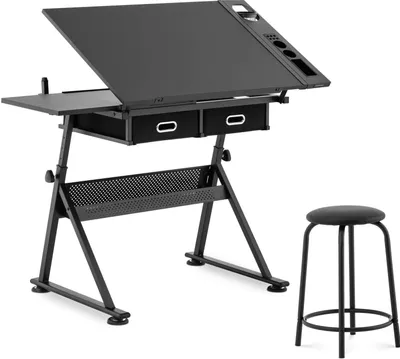 Produktbild von Expondo Fromm & Starck Zeichentisch - 115 x 60 cm - neig- und höhenverstellbar - mit Hocker