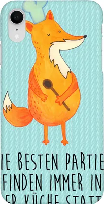 Produktbild von Mr. & Mrs. Panda Iphone XR Handyhülle Fuchs Koch - Türkis Pastell - Geschenk, Party, Bäcker, Köche, Chefkoch, Handy Case, Hungrig, Premium Kunststoff