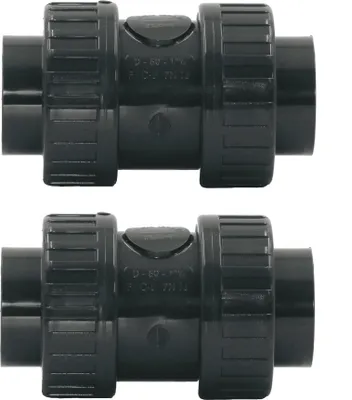Produktbild von HAF 2x PVC Rückschlagventil Grau mit 50mm | Klebemuffe x Klebemuffe | Kegelrückschlagventil aus grauem PVC | PN16 für Rohr, Verrohrung & Teich