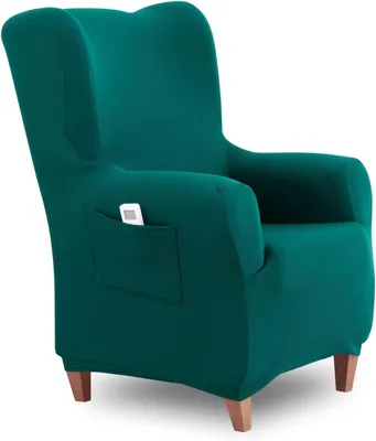 Image de Housse de fauteuil inclinable, 70-100 cm, vert émeraude, extensible, pour salon